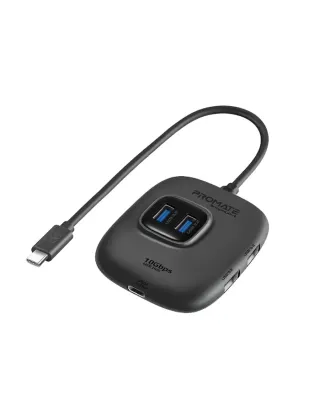 Promate SnapHub-4 10Gbps Ultra-Fast USB 3.2 Hub - Black