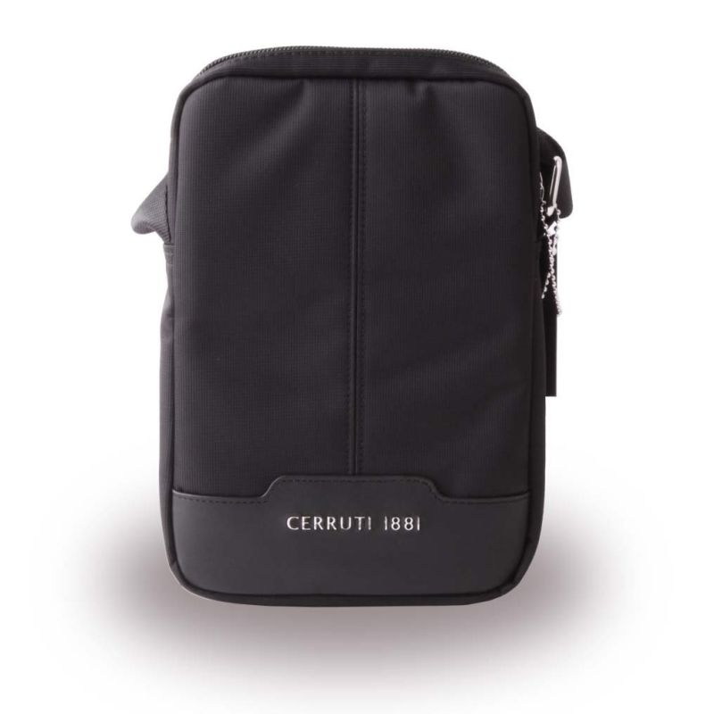 Cerruti Nylon Leather Tablet Bag with Adjustable Shoulder Strap