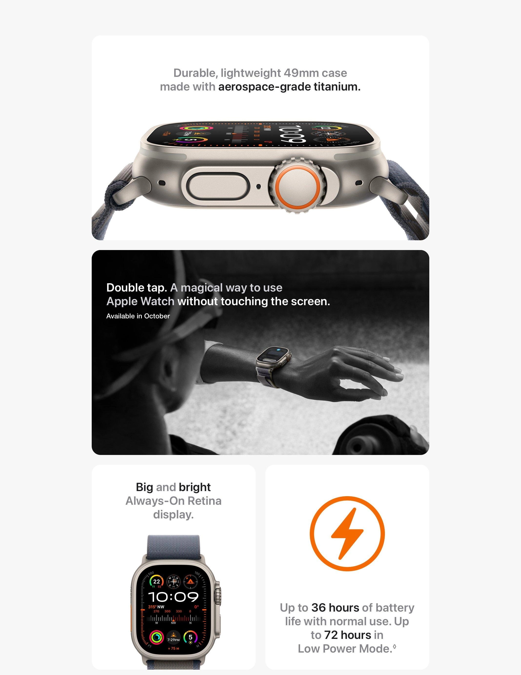 Smartwatch Apple Watch Ultra 2 GPS + Cellular, 49mm Titanium Case com Blue  Ocean Band